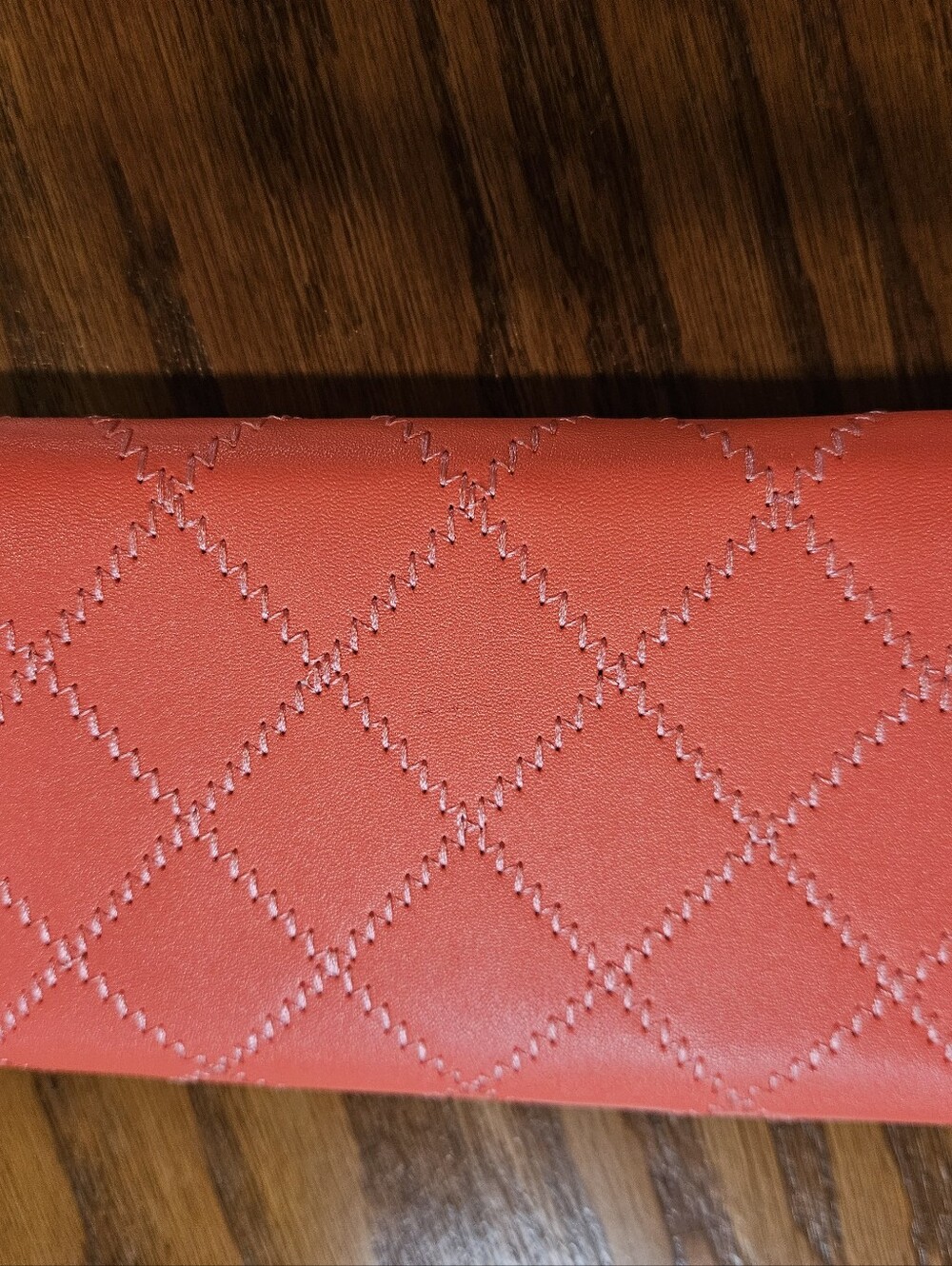 Coral Vinyl Quilted Crown Accent Wallet - Picture 7 of 7
